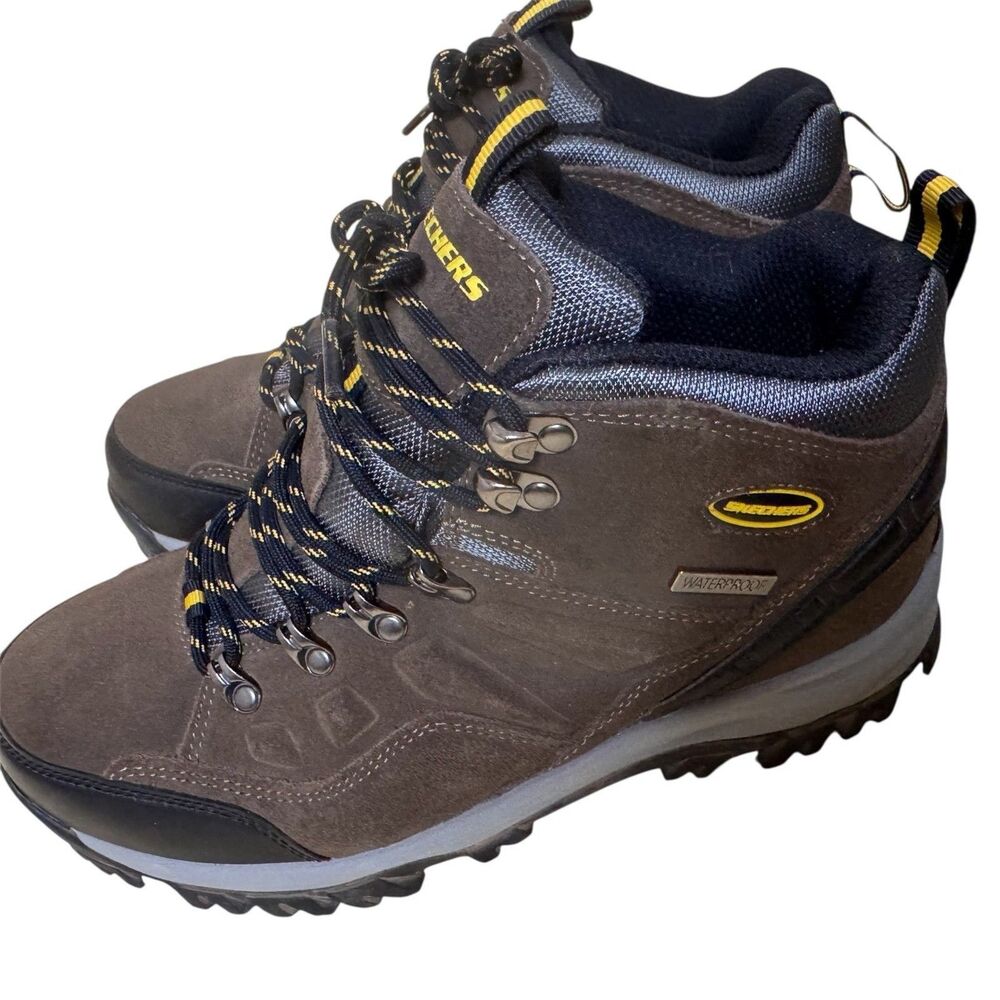 Skechers Mens Leather Boots Waterproof Memory Foam 7.5 Extra Wide bv - Picture 3 of 10